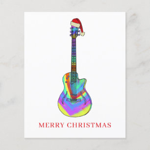 Flyer Feliz Navidad guitarra colorido presupuesto