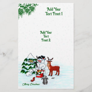 Flyer ¡Feliz Navidad! Muñeco de nieve con amigos