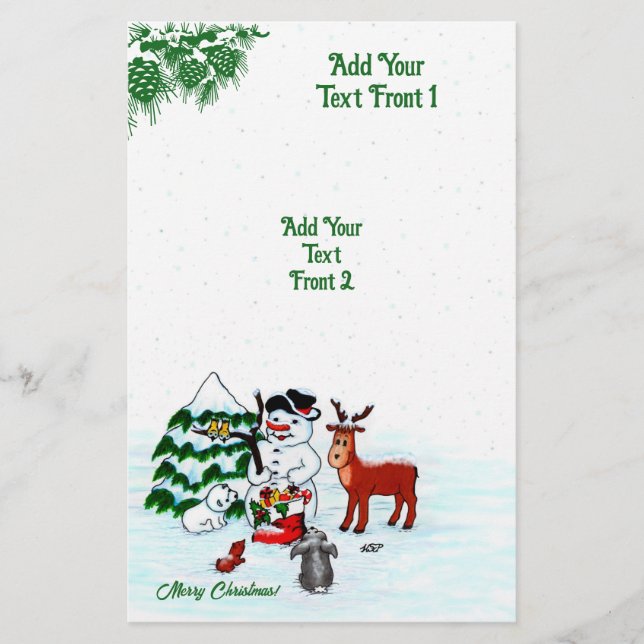 Flyer ¡Feliz Navidad! Muñeco de nieve con amigos (Frente)