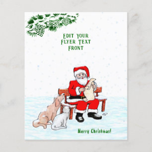 Flyer Feliz Navidad! Papá Noel con gato y perro