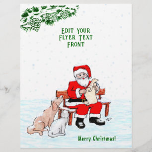 Flyer Feliz Navidad! Papá Noel con gato y perro