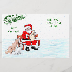 Flyer Feliz Navidad! Papá Noel con gato y perro