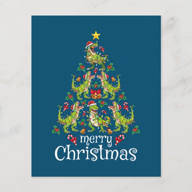 Flyer Feliz Navidad T Rex Niños Rex Árbol de Navidad Rex (Frente)