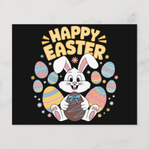Flyer Feliz Pascua 2025 Huevos Conejo Conejito Lindo