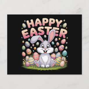 Flyer Feliz Pascua 2025 Huevos Conejo Conejo Cute