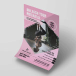 Flyer Feminine Pink Yoga Studio Training Marketing Photo<br><div class="desc">Promueva sus entrenamientos, clases de gimnasia o yoga con este diseño femenino de Fitness Flyer. Con un diseño elegante de color beige rosado con espacio para una foto, su logotipo, línea de etiqueta o título, texto personalizado y una oferta promocional. Puede editar todos los textos y colores para crear folletos...</div>