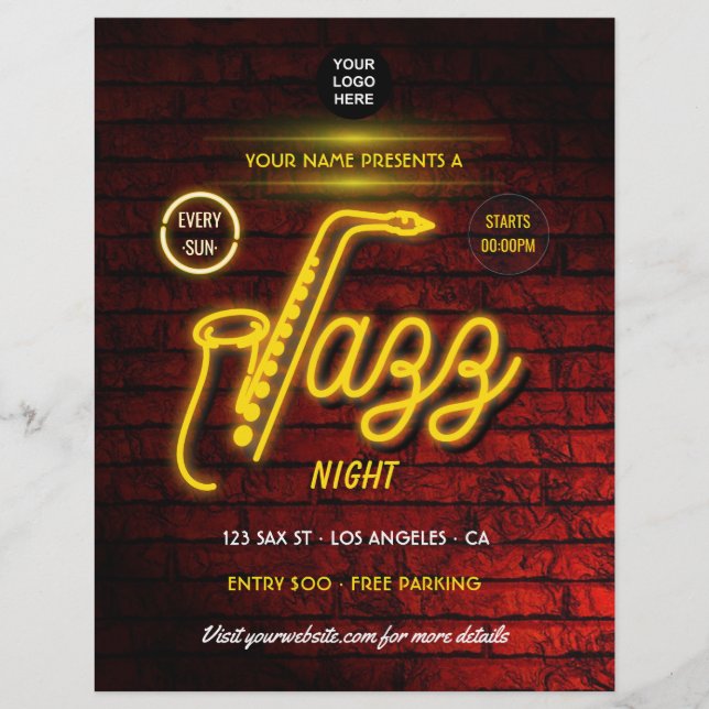 Flyer Festival de Música de Jazz Neon agrega logo y foto (Frente)