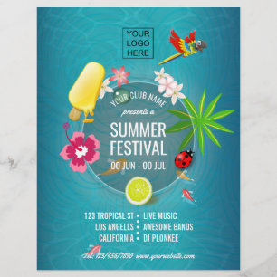 Flyer Festival de Verano del Club, agrega foto y logotip