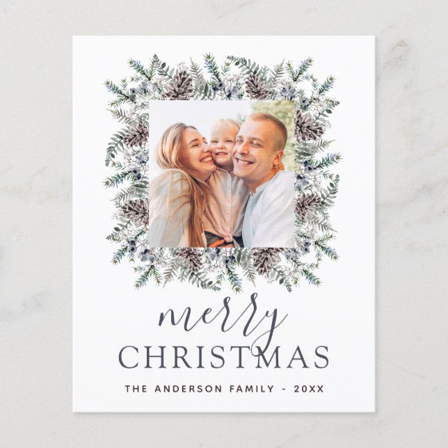 Flyer Festividad de la foto azul de Budget Merry Christm (Frente)