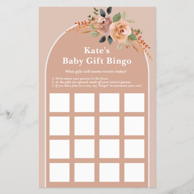 Flyer Ficha de juego de Bingo de Baby Shower, Hello Baby (Frente)