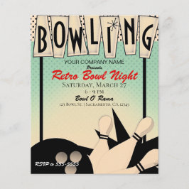 Flyer Fiesta Corporativa Nocturna de Bolos Retro Vintage