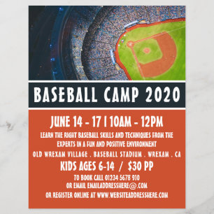 Flyer Fiesta de béisbol, viajero publicitario del campo