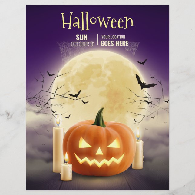 Flyer Fiesta de Casa Embrujada de Halloween editable, Ha (Frente)