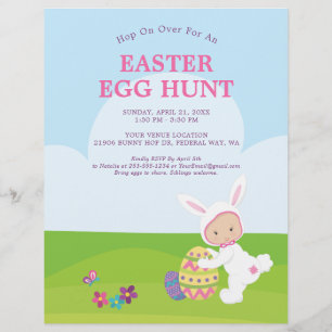 Flyer Fiesta de caza de huevos de conejo de Pascua