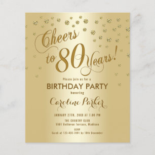 Flyer Fiesta de cumpleaños 80 - Invitación dorada