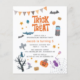 Flyer Fiesta de cumpleaños de Halloween de truco presupu