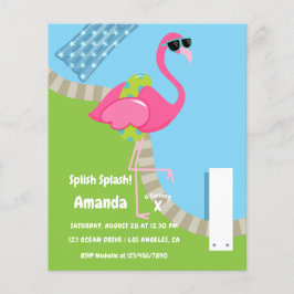 Flyer Fiesta de cumpleaños de verano para niños Flamingo