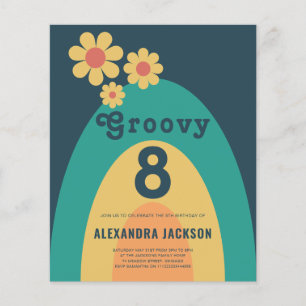 Flyer Fiesta de cumpleaños del arco iris retro