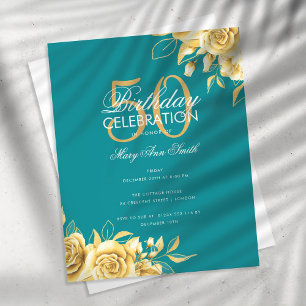 Flyer Fiesta de cumpleaños floral con presupuesto elegan