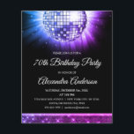 Flyer Fiesta de cumpleaños número 70 de Purple 70th Disc<br><div class="desc">Retroceda en el tiempo a la era de la discoteca con nuestra Invitación Disco Ball de la Fiesta de los 70 Años Purple. Esta invitación vibrante y nostálgica es la manera perfecta de poner el ánimo para su celebración de un hito. En un deslumbrante tono violeta, esta invitación capta la...</div>
