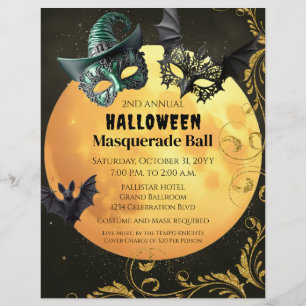 Flyer Fiesta de disfraces de mascarada de Halloween
