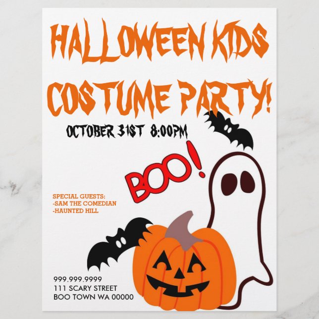 Flyer Fiesta de disfraces para niños de Halloween Anunci (Frente)