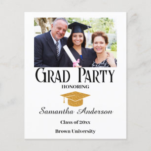 Flyer Fiesta de graduación blanca personalizada con pres