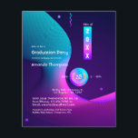 Flyer Fiesta de Graduación Geometric Glow<br><div class="desc">Invitación moderna para fiesta de graduación con acentos de azul y púrpura personalizable a tus especificaciones. No se incluyen sobres. Para invitaciones más gruesas con sobres incluidos y productos relacionados con el mismo tema,  por favor revise la colección a continuación.</div>