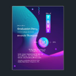 Flyer Fiesta de Graduación Geometric Glow<br><div class="desc">Invitación moderna para fiesta de graduación con acentos de azul y púrpura personalizable a tus especificaciones. No se incluyen sobres. Para invitaciones más gruesas con sobres incluidos y productos relacionados con el mismo tema,  por favor revise la colección a continuación.</div>