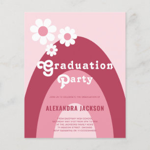 Flyer Fiesta de Graduación Retro Rosa Dainty Presupuesto