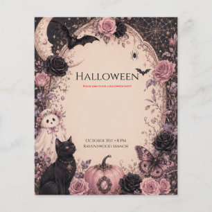 Flyer Fiesta de Halloween Botánica Oscura y Elegante