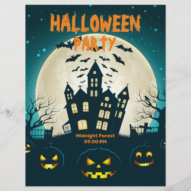 Flyer Fiesta de Halloween de disfraz de Halloween editab (Frente)
