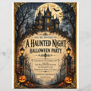 Flyer Fiesta de Halloween en Casa Embrujada Gótica Embru