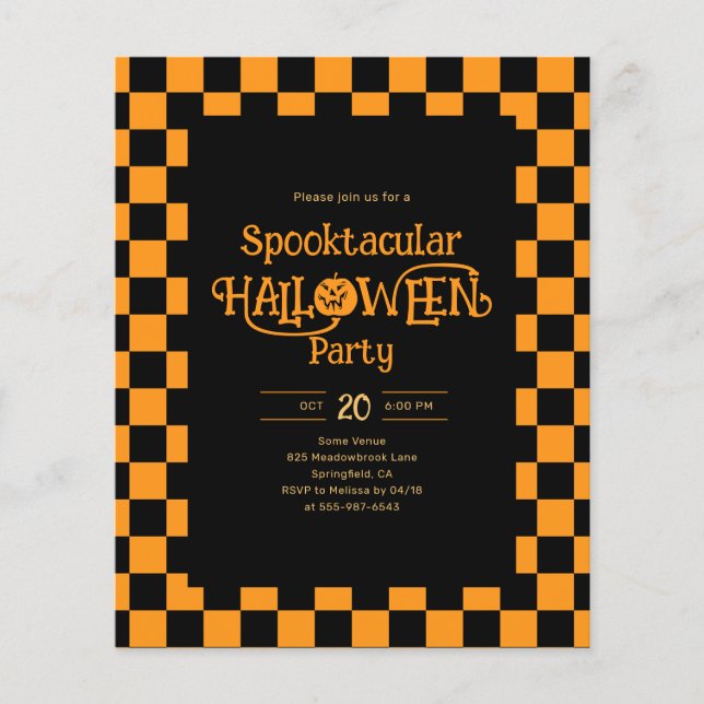 Flyer Fiesta de Halloween Espeluznante Retro Barata (Frente)