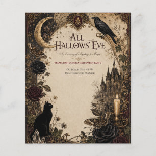 Flyer Fiesta de Halloween para Adultos Cuervo, Llave Ant