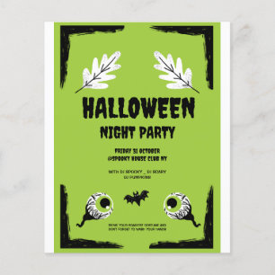 Flyer Fiesta de Halloween Verde y Negra,  Fiesta de Hall