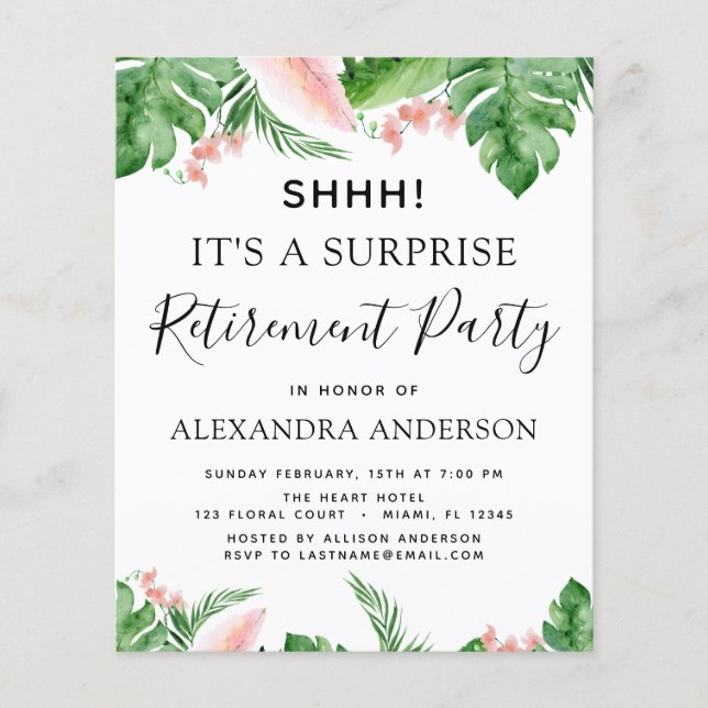 Flyer Fiesta de Jubilación de Sorpresa Presupuestaria Tr (Frente)