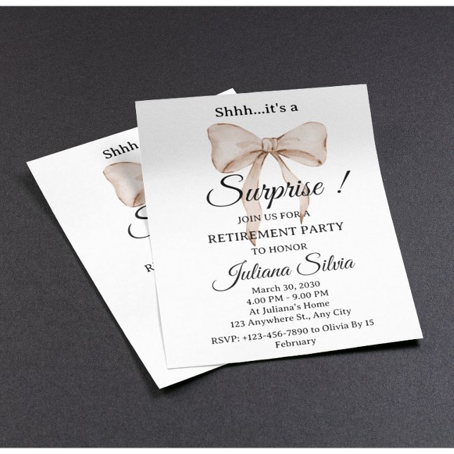 Flyer Fiesta de Jubilación Sorpresa con Lazo Beige  (Subido por el creador)