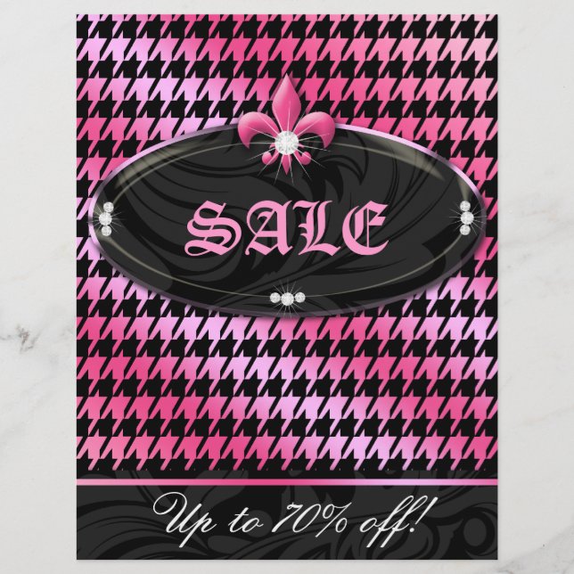 Flyer Fiesta de Moda Lunares de Perro Fleur de lis Rosa  (Frente)