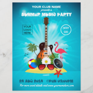 Flyer Fiesta de música de verano del club agregar logoti