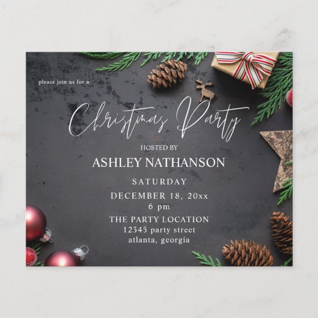 Flyer Fiesta de Navidades rusos de renos y pinos (Frente)