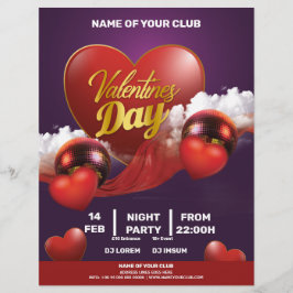 Flyer Fiesta de Valentines Red Hearts