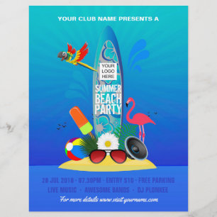 Flyer Fiesta de verano en la playa Club/Corporativa agre