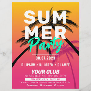 Flyer Fiesta de verano / Fiesta de playa / Festival de v