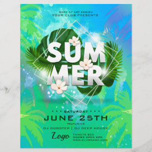 Flyer Fiesta del Club Botánico Palm Trees de Verano