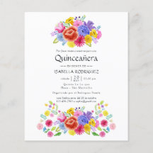 Fiesta española Quinceañera floral acuarela