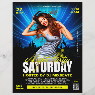 Flyer Fiesta nocturno del sábado Chica de baile Club Eve