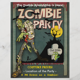 Flyer Fiesta Zombie de Halloween