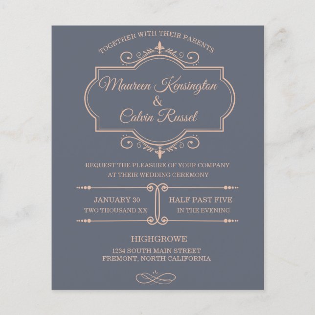 Flyer Filigree rústico, invitación a la boda (Frente)