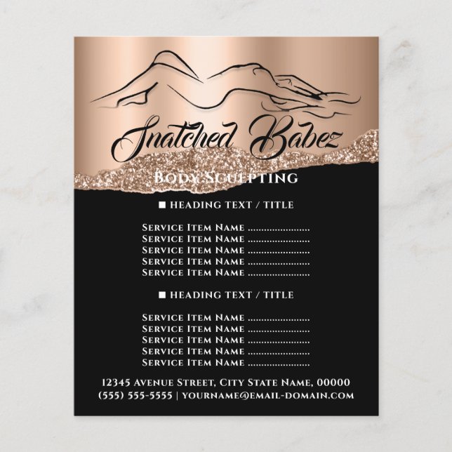 Flyer Fitness Body Building SPA Logotipo Rosa Oro (Frente)